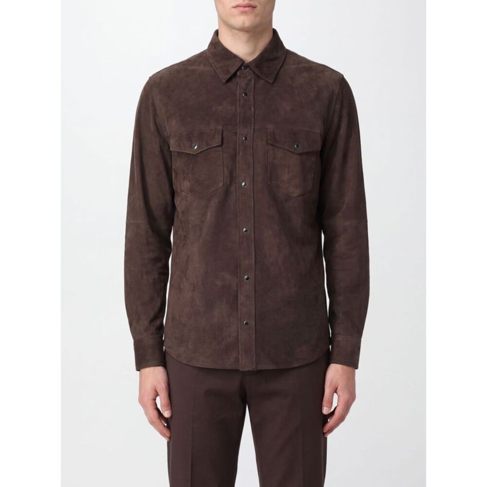 Jacob Cohen Men Jacob Cohen Suede Leather Shirt Jacket With Patch Pockets